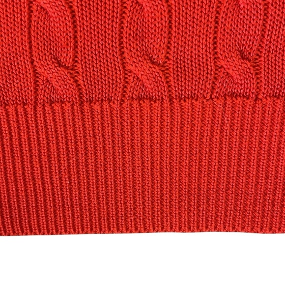 Lauren Ralph Lauren Wide Neck Cozy Red Cable Knit Sweater Silky Cotton Blend XL - Picture 6 of 14